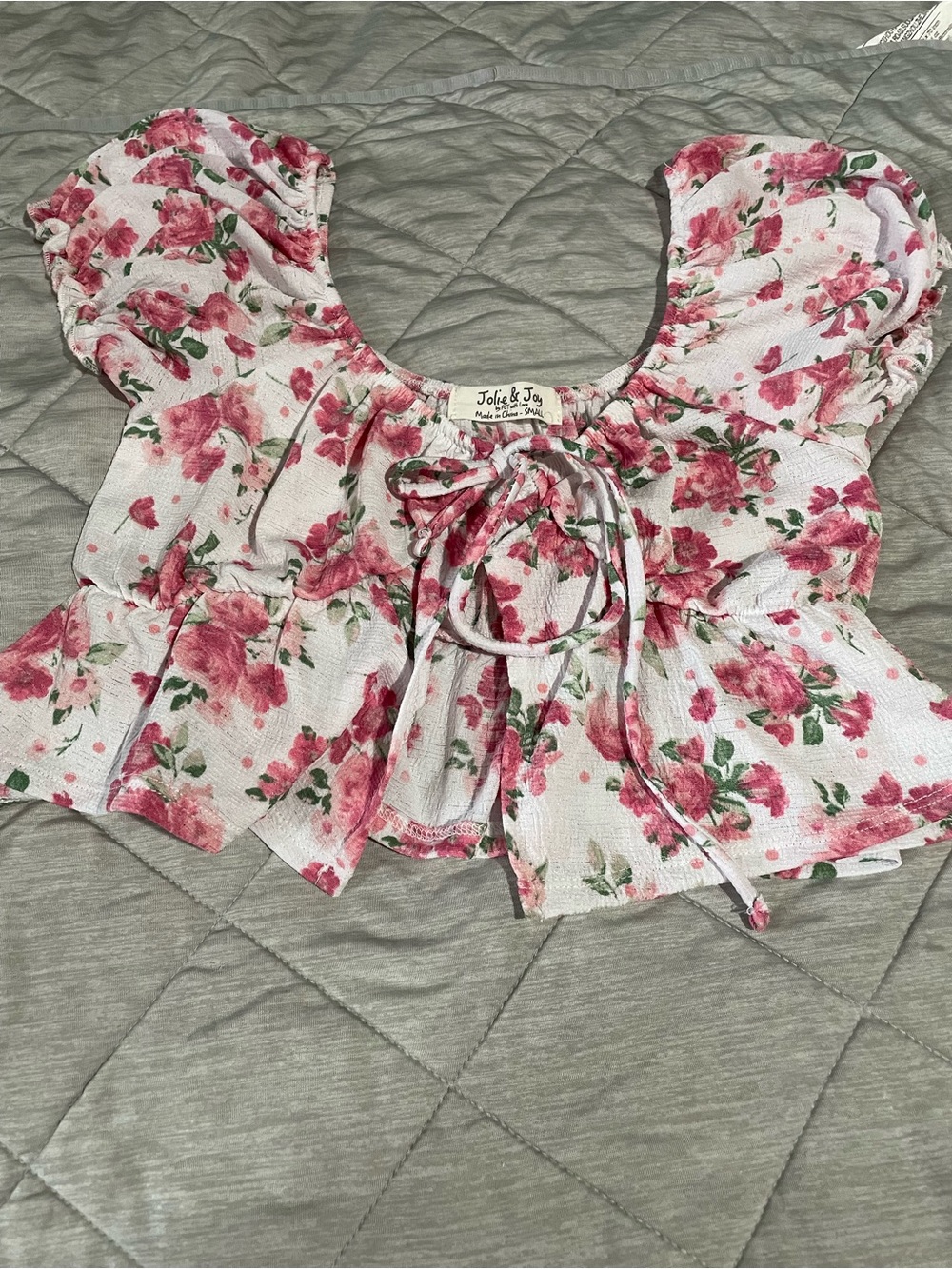Pink Floral Peplum Crop Top